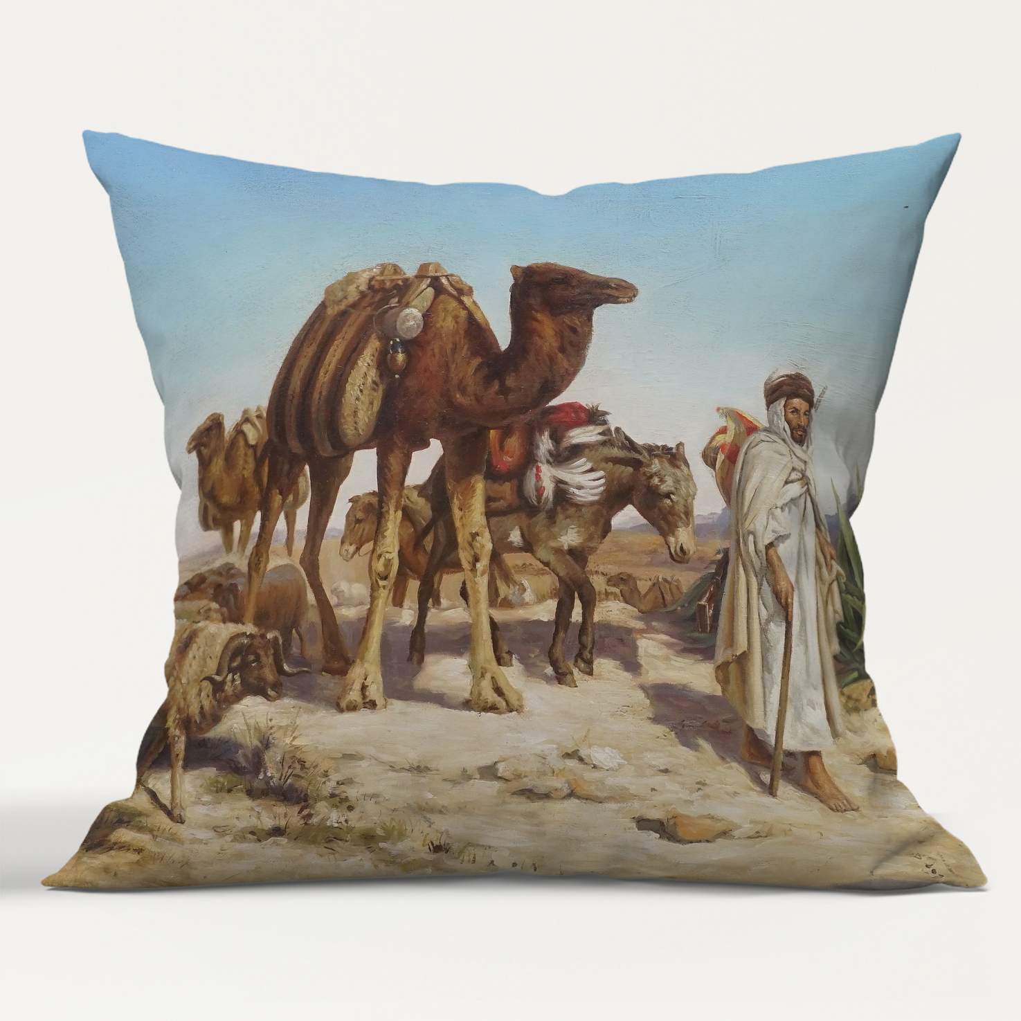 Beduinen Mit Kamelen, Schafen Und Eseln