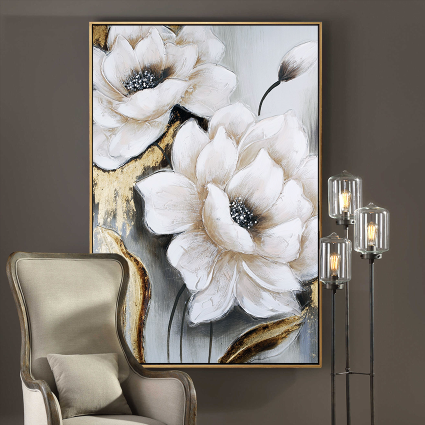 White magnolia flowers with golden texture | MUR Gallery